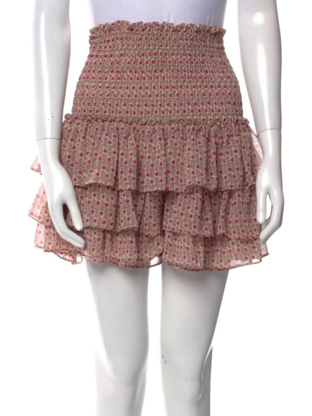 MISA Los Angeles Floral Smocked Ruffle Skort XS
